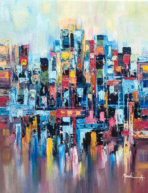 City in Vibrant Pastels