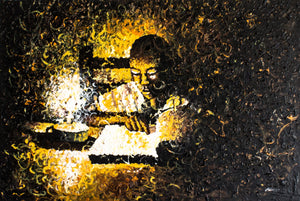 Boy Reading in Darkness